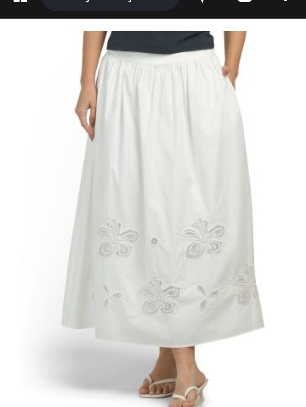 Women’s White Embroidered Maxi Skirt